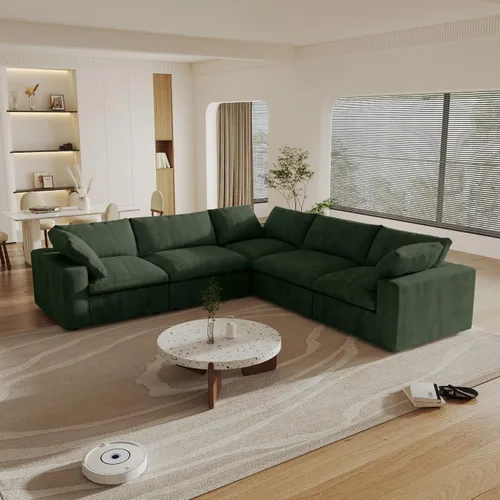Vista 34 de Cloud - Sofá modular convertible de 80.3 pulgadas en forma de L para sala de estar con otomana de almacenamiento, sofás profundos minimalistas, Negro