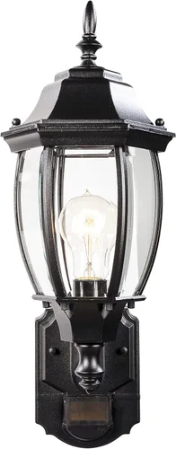 Vista 2 de Heath Zenith HZ-4192-BK Linterna de aluminio fundido a presión de seis caras, color negro con vidrio biselado