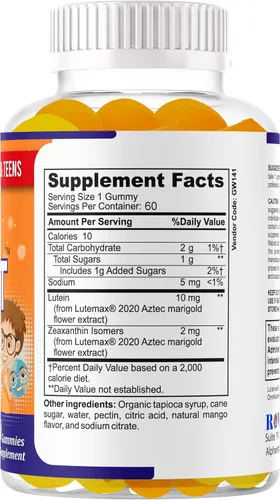 Vista 3 de Eye Bright - Gomitas de luteína para niños y adolescentes, vitaminas oculares con luteína y zeaxantina, suplementos de salud ocular para apoyo
