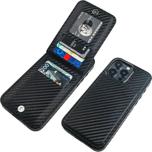 Vista 23 de KIHUWEY Compatible con iPhone 15 Pro Max Funda Billetera con Soporte para Tarjeta de Crédito, Tapa de Cuero Premium con Cierre Magnético y Soporte