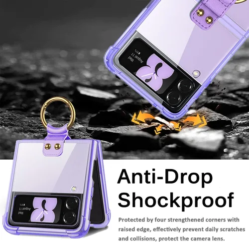 Vista 20 de Miimall Funda compatible con Samsung Galaxy Z Flip 4 2022 con bolígrafo, funda ultradelgada Flip 4 con soporte para anillo, TPU suave + PC, a prueba