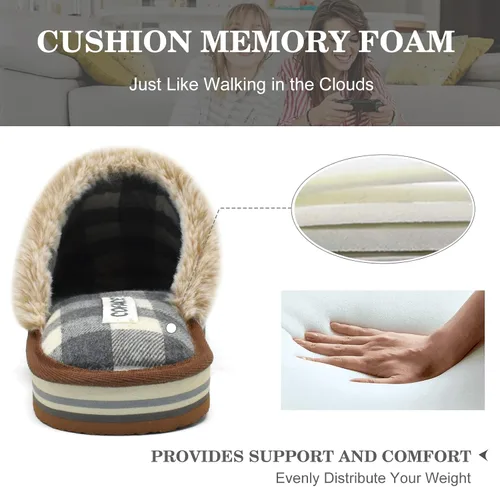 Vista 3 de COFACE Pantuflas de espuma viscoelástica para mujer, cómodas y cálidas, con forro de cojín acogedor