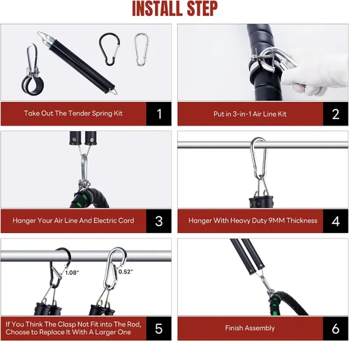 Vista 5 de Kit de resorte doble tierno de 16 pulgadas, resorte doble para suspensión de línea de aire y cables eléctricos, montaje de resorte tierno