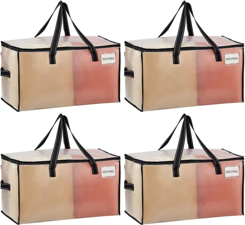 Vista 13 de VENO Paquete de 4 bolsas de mudanza resistentes, bolsas de almacenamiento de ropa y edredón con ventana transparente, suministros de embalaje