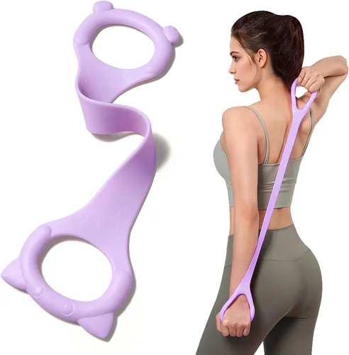 Vista 8 de Figura 8 Banda de resistencia de fitness con asas, cuerda elástica de entrenamiento de brazo y espalda para entrenamiento de barra pura, pecho
