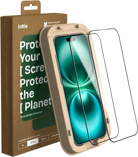 Vista 8 de iOttie Terra - Protector de pantalla de vidrio templado para iPhone 16, grado militar, dureza 9H, inastillable, resistente a los arañazos