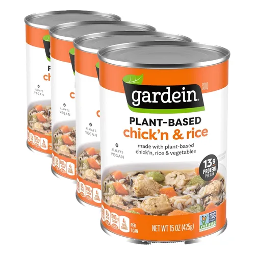 Vista 8 de Gardein Sopa de pollo y arroz a base de plantas, vegana, 15 onzas