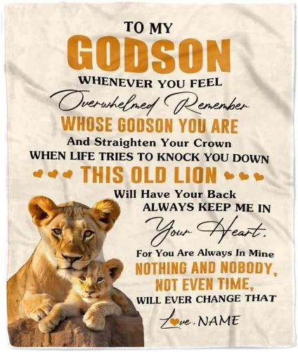 Vista 11 de Manta personalizada con texto en inglés «To My Godson», de Godmother Godmother Wolf Moon, My Love for You is Forever Godson Birthday Christmas