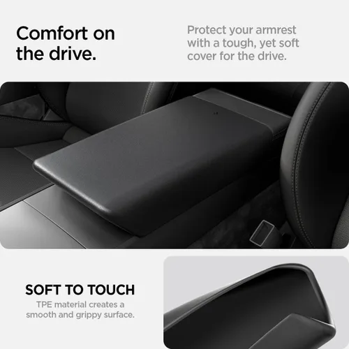 Vista 4 de Spigen Cubierta de reposabrazos para Tesla Model Y Juniper & YL & 3 Negro