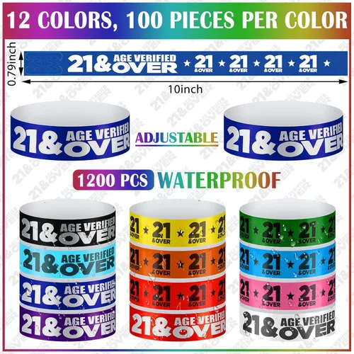 Vista 2 de Teling 1200 pulseras de papel con más de 21 unidades, eventos impermeables Multi