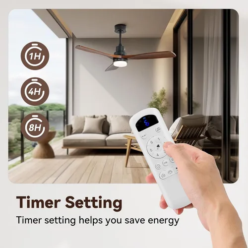 Vista 9 de Sofucor Ventilador de techo de 52 pulgadas con control remoto de luces, 3 postes para ventilador de techo interior y exterior con control remoto