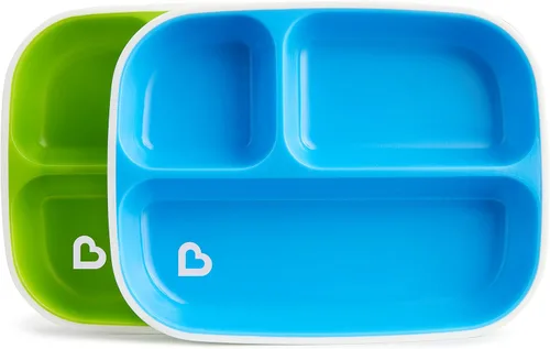 Vista 6 de Munchkin® Splash™ juego de vajilla para niños de 4 piezas con plato y tazón divididos, azul/verde
