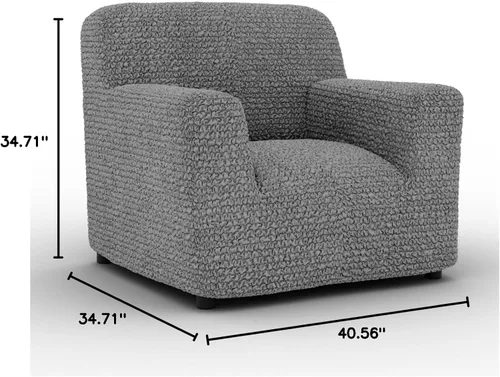 Vista 10 de PAULATO BY GA.I.CO. Funda para Silla - Funda para Sillón - Funda para Sillón - Funda de Tela Suave - Protector de Muebles Elegante de Ajuste Ceniza