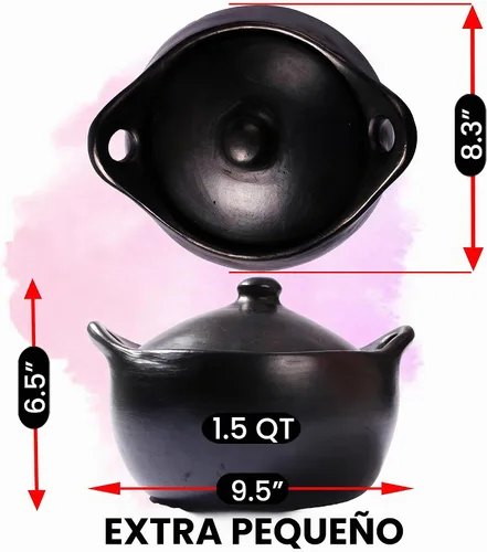 Vista 5 de Ancient Cookware, Olla de arcilla Chamba para guiso, extra pequeña, 1.5 cuartos
