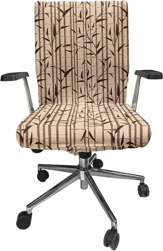 Vista 9 de Lunarable Funda para silla de oficina tribal, diseño azteca, nativo americano, geométrico, simbolismo étnico con espirales de triángulos, elástico