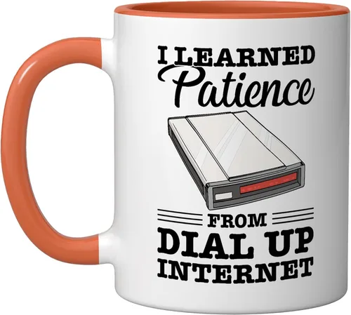 Vista 7 de Taza de cerámica vintage de los 90s Nostalgia Retro 90s Dial Up Internet Vintage, negro/blanco
