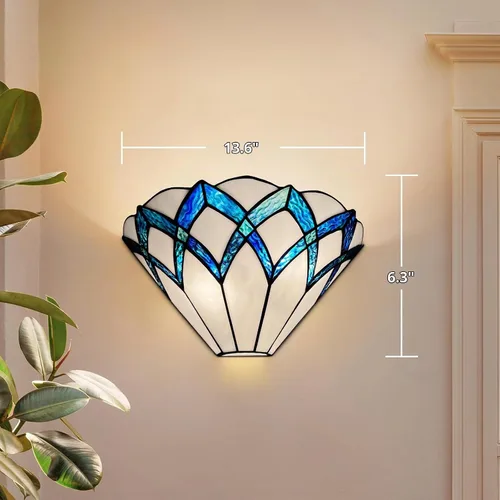 Vista 5 de ARTZONE Tiffany - Apliques de pared de 13 pulgadas, estilo Tiffany vintage, apliques de pared de vitrales para dormitorio, baño, sala de estar