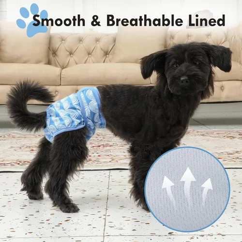 Vista 6 de JoyDaog Pañales para perras para perros pequeños, paquete de 4, reutilizables, lavables, de primera calidad, para cachorros, para calor