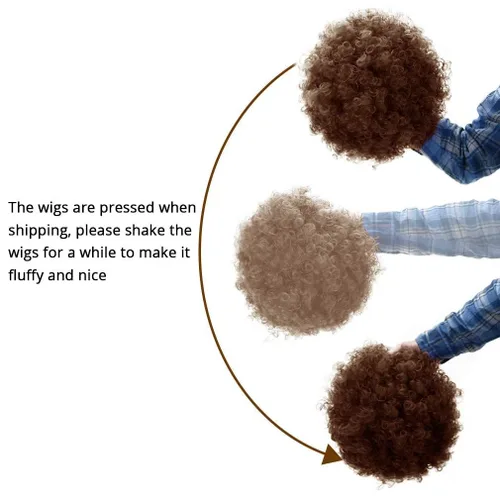 Vista 7 de Peluca de payaso sintético afro esponjosa de 3 piezas para hombres y mujeres, cosplay, fiesta de anime, Navidad, Halloween, pelucas divertidas