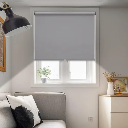 Vista 2 de Changshade Cortina enrollable de tela sin cordón, con bloqueo de luz, para ventanas con aislamiento térmico, protección UV, persianas enrollables