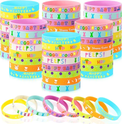 Vista 10 de JUNEBRUSHS 64 piezas de pulseras de silicona para fiesta del 100º día de escuela