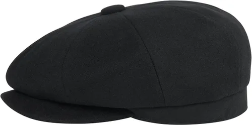 Vista 3 de FEINION Gorra de lana para hombre, 8 paneles, Ivy Tweed Cabbie, sombrero plano, Baker Boy