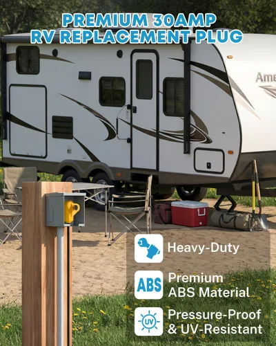 Vista 5 de Kohree Enchufe RV Hembra de 30 Amperios, Receptáculo RV de Repuesto Resistente 125/250V, Enchufe NEMA TT-30R con Mango de Agarre Ergonómico para RV