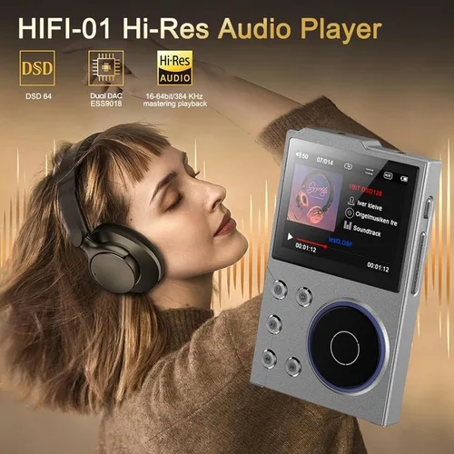 Vista 3 de Reproductor de MP3 de alta fidelidad de 16 GB con Bluetooth, reproductor de audio digital Pantalla HD de 2.4 pulgadas Reproductor de música sin
