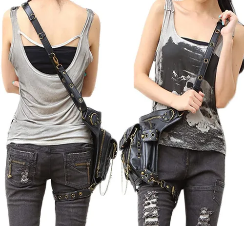 Vista 6 de Halloween Unisex Steampunk senderismo riñonera bolsa militar táctica gota pierna bolsa al aire libre bicicleta motocicleta ciclismo mochila utilidad