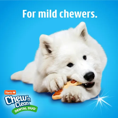 Vista 4 de Hartz Chew ‘n Clean juguete masticable y premio en uno con sabor a pollo, juguete tri-punto para perro, pequeño