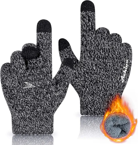 Vista 6 de Achiou Guantes de invierno para hombres y mujeres, guantes para pantalla táctil, gel de silicona antideslizante grueso mejorado, forro térmico