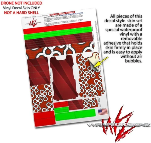 Vista 4 de Skin Wrap 2 Pack para DJI Ryze Tello Drone vintageid 25 rojo Drone No Incluidas