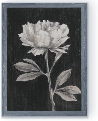 Vista 57 de Renditions Gallery- Lienzo enmarcado con flores blancas y negras Flores blancas y negras 1 juego/marco negro