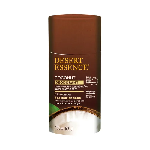 Vista 2 de Desert Essence Desodorante de coco – 100% libre de plástico, protección natural del olor – Sin aluminio ni parabenos con árbol de té y manteca