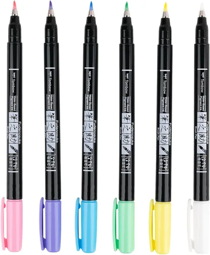 Vista 5 de Tombow 56448 Fudenosuke - Bolígrafos de pincel, color pastel, paquete de 6