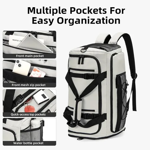 Vista 4 de CLUCI Bolsa de gimnasio para hombres y mujeres, bolsa de viaje deportiva, mochila de viaje para gimnasio, fin de semana, mochila con compartimento