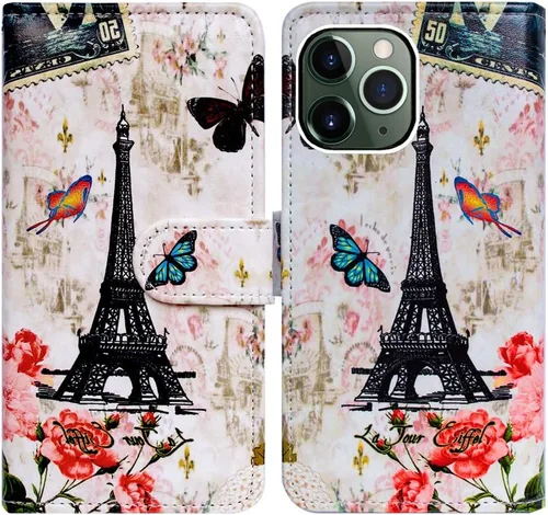 Vista 23 de Bcov Funda para iPhone 11 Pro Max, diseño de pájaro negro y verde con tapa de cuero con ranura para tarjeta de crédito, soporte para tarjeta