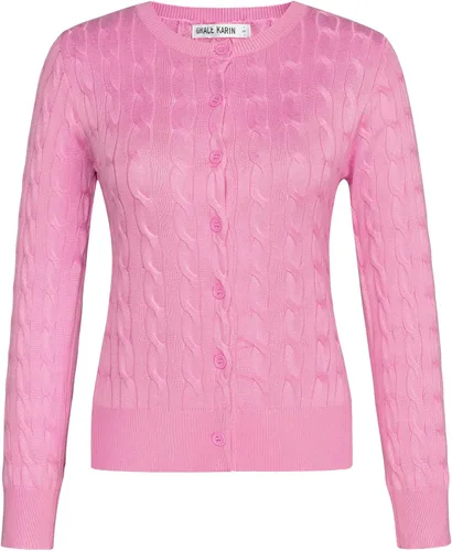 Vista 5 de GRACE KARIN Suéteres tipo cárdigan de punto trenzado para mujer, trajes Rosa