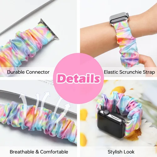 Vista 4 de [Paquete de 3] banda elástica para niños compatible con Apple Watch Band de 1.496 pulgadas, 1.575 pulgadas, 1.614 pulgadas, 1.654 pulgadas, 1.732