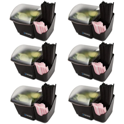 Vista 2 de San Jamar BD2002CAR - Centro de decoración de cúpula pequeña con bandeja refrigerable y carrito para mano derecha (1 cuarto de galón, negro, NSF)