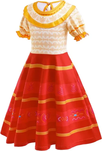 Vista 2 de Vestido de disfraz de princesa para niñas con diadema roja, gargantilla de corazón, aretes de Halloween, accesorios de cosplay