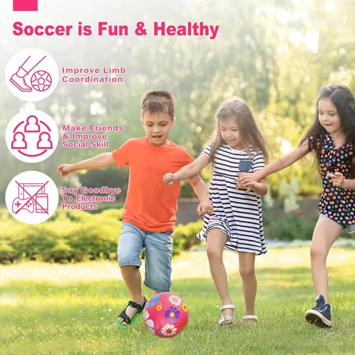 Vista 3 de Soccer Balls Size 3 for Girls Soccer Ball for Kids Aged 4-6 6-8 Beginners Outdoors Sports Ball Recreation Playing Ball Birthday Christmas Back to