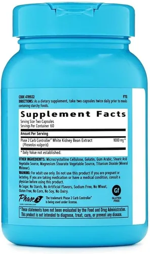 Vista 2 de GNC Total Lean Phase 2 Controlador de carbohidratos, disminuye el impacto calórico de los carbohidratos, 120 cápsulas