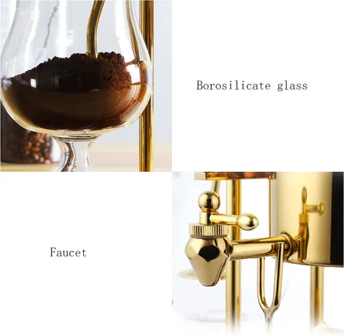 Vista 4 de ASSICON Cafetera de aluminio con sifón de equilibrio familiar de lujo, cafetera con sifón en frío, cafetera con diseño elegante estilo retro