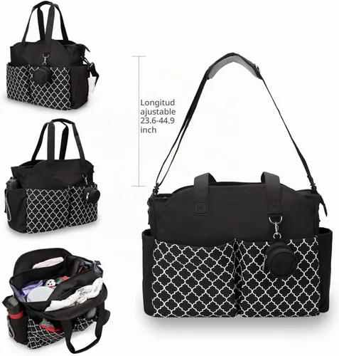 Vista 5 de Bolsa de pañales grande para bebé cambiador para mamá con cambiador Shoulder Straps Hooks Large Capacity Durable Splash-Proof for Moms Travel