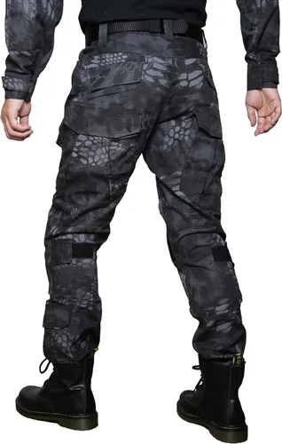 Vista 3 de FICUHGOC Pantalones tácticos para hombre, pantalones de combate Ripstop con rodilleras