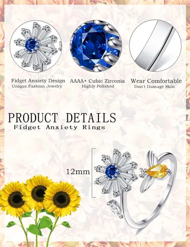 Vista 92 de Anillo de plata 925, anillos de plata ajustables para mujer, anillos de pulgar abiertos, anillos de circonio, anillos ajustables, anillos abiertos