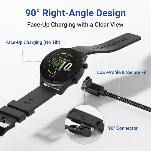 Vista 5 de Itramax - Cable de carga 2 en 1 para Garmin Watch de 4 pies, cable de alimentación de carga para Garmin Fenix 8 E 7 7X 7S 6 5 5X 5S Solar