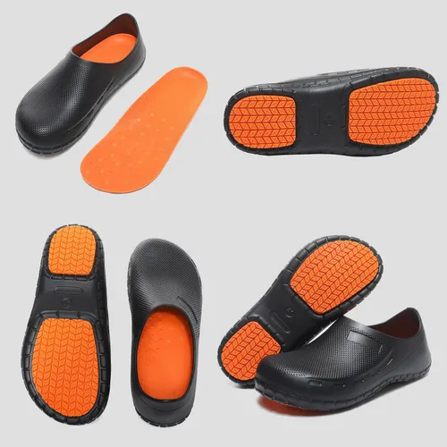 Vista 2 de FULORIS - Zapatos de chef antideslizantes para hombre, zapatos de trabajo para hombre, zuecos impermeables para hombres, zuecos de cocina