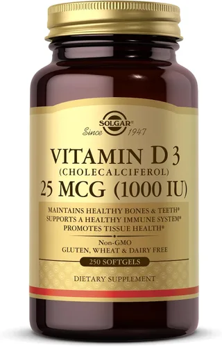 Vista 4 de Solgar - Vitamina D3 (colecalciferol) 25 MCG (1000 UI), 250 cápsulas blandas - Ayuda a mantener huesos y dientes sanos - Apoyo al sistema